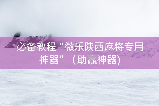 必备教程“微乐陕西麻将专用神器”（助赢神器)