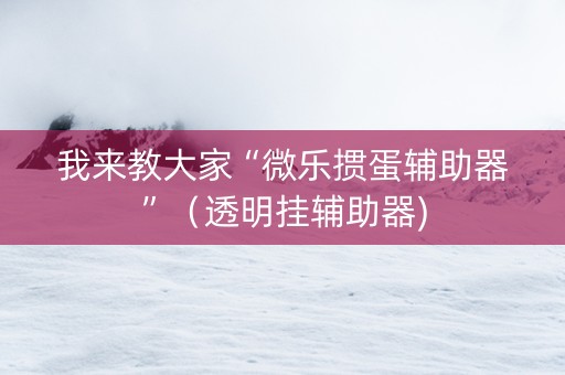 我来教大家“微乐掼蛋辅助器”（透明挂辅助器)