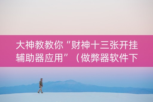 大神教教你“财神十三张开挂辅助器应用”（做弊器软件下载)