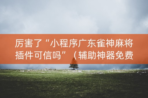 厉害了“小程序广东雀神麻将插件可信吗”（辅助神器免费)