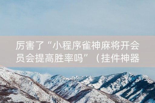 厉害了“小程序雀神麻将开会员会提高胜率吗”（挂件神器)