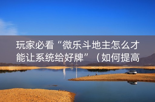 玩家必看“微乐斗地主怎么才能让系统给好牌”（如何提高胜率)