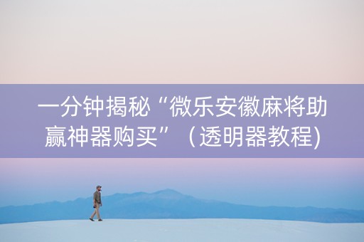 一分钟揭秘“微乐安徽麻将助赢神器购买”（透明器教程)