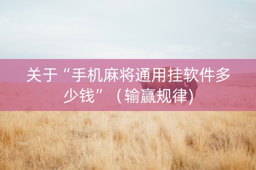 关于“手机麻将通用挂软件多少钱”（输赢规律)