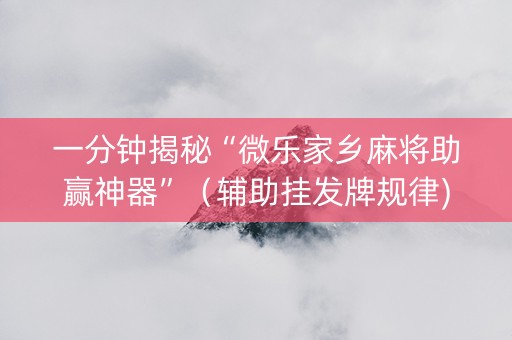 一分钟揭秘“微乐家乡麻将助赢神器”（辅助挂发牌规律)