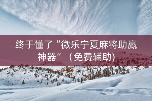 终于懂了“微乐宁夏麻将助赢神器”（免费辅助)