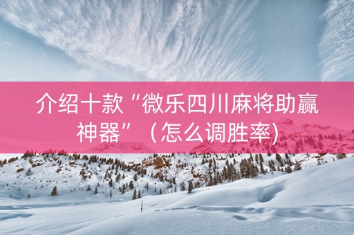 介绍十款“微乐四川麻将助赢神器”（怎么调胜率)