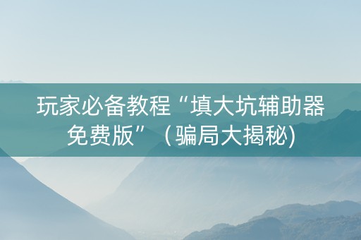 玩家必备教程“填大坑辅助器免费版”（骗局大揭秘)