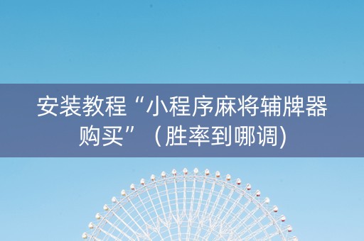 安装教程“小程序麻将辅牌器购买”（胜率到哪调)