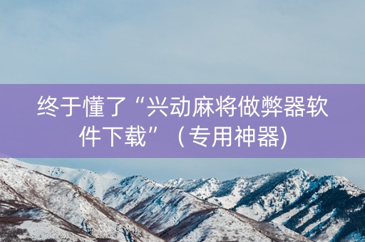 终于懂了“兴动麻将做弊器软件下载”（专用神器)