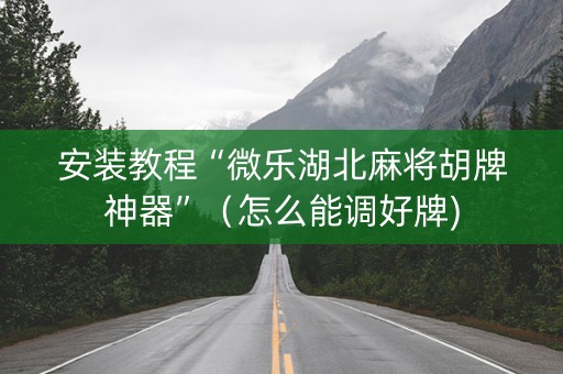安装教程“微乐湖北麻将胡牌神器”（怎么能调好牌)