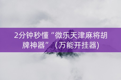 2分钟秒懂“微乐天津麻将胡牌神器”（万能开挂器)