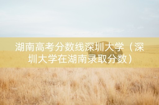 湖南高考分数线深圳大学（深圳大学在湖南录取分数）