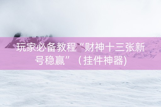 玩家必备教程“财神十三张新号稳赢”（挂件神器)