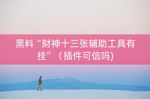 黑料“财神十三张辅助工具有挂”（插件可信吗)