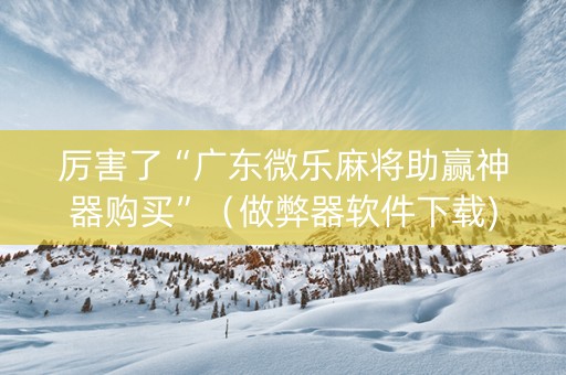 厉害了“广东微乐麻将助赢神器购买”（做弊器软件下载)