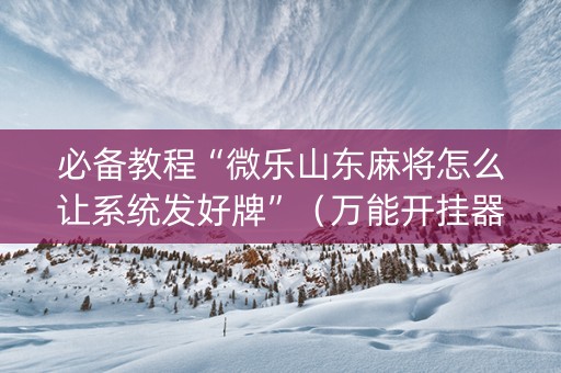 必备教程“微乐山东麻将怎么让系统发好牌”（万能开挂器)
