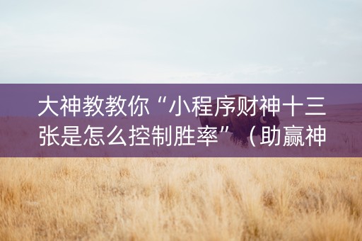 大神教教你“小程序财神十三张是怎么控制胜率”（助赢神器购买)