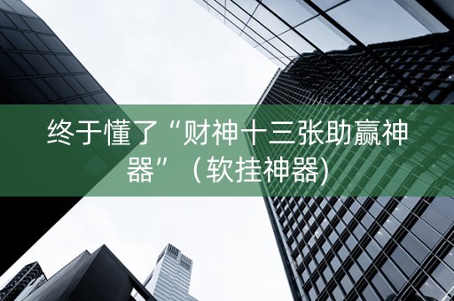 终于懂了“财神十三张助赢神器”（软挂神器)