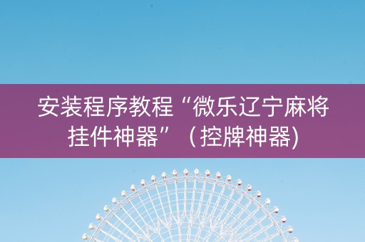 安装程序教程“微乐辽宁麻将挂件神器”（控牌神器)