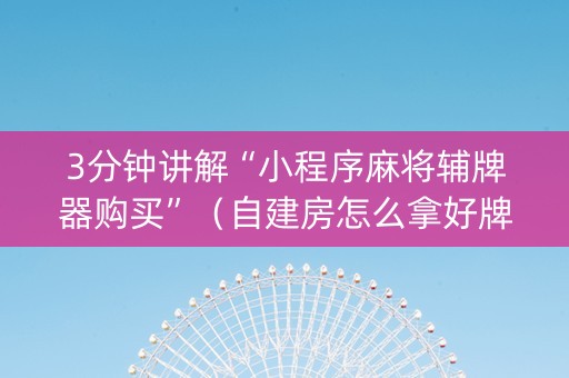 3分钟讲解“小程序麻将辅牌器购买”（自建房怎么拿好牌)