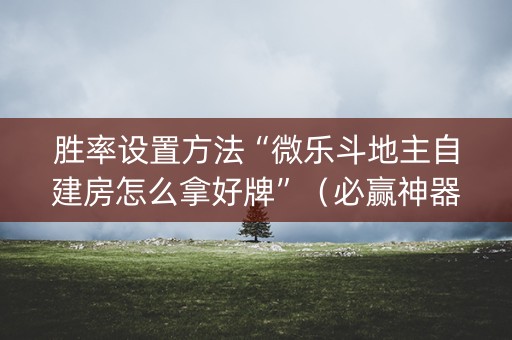 胜率设置方法“微乐斗地主自建房怎么拿好牌”（必赢神器)