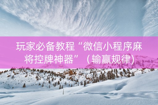 玩家必备教程“微信小程序麻将控牌神器”（输赢规律)