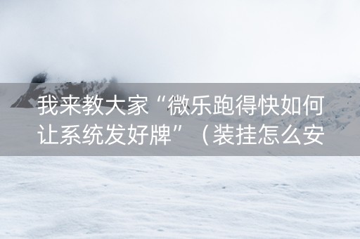 我来教大家“微乐跑得快如何让系统发好牌”（装挂怎么安装)