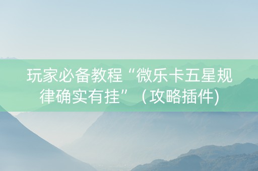 玩家必备教程“微乐卡五星规律确实有挂”（攻略插件)