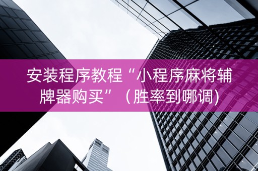 安装程序教程“小程序麻将辅牌器购买”（胜率到哪调)