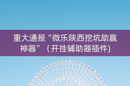 重大通报“微乐陕西挖坑助赢神器”（开挂辅助器插件)