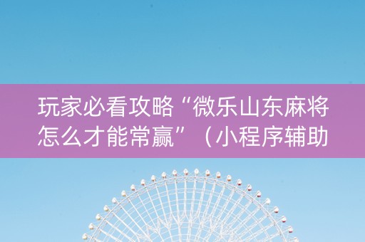 玩家必看攻略“微乐山东麻将怎么才能常赢”（小程序辅助软件)
