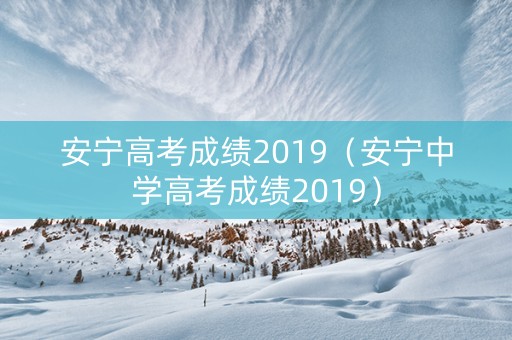 安宁高考成绩2019（安宁中学高考成绩2019）