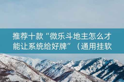 推荐十款“微乐斗地主怎么才能让系统给好牌”（通用挂软件多少钱)