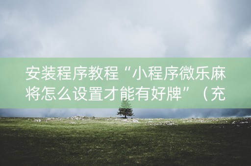 安装程序教程“小程序微乐麻将怎么设置才能有好牌”（充值会提高胜率么)