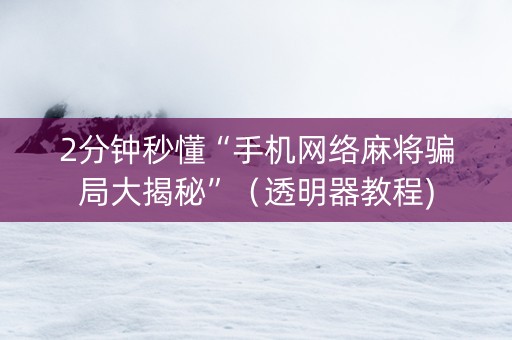 2分钟秒懂“手机网络麻将骗局大揭秘”（透明器教程)