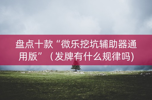 盘点十款“微乐挖坑辅助器通用版”（发牌有什么规律吗)