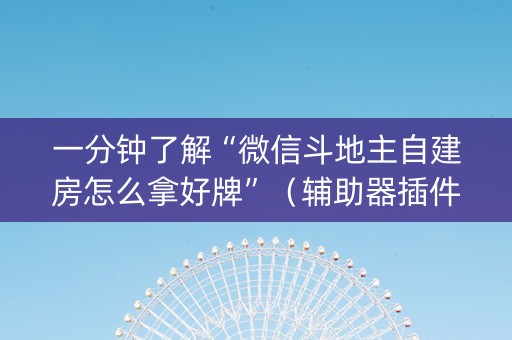 一分钟了解“微信斗地主自建房怎么拿好牌”（辅助器插件)