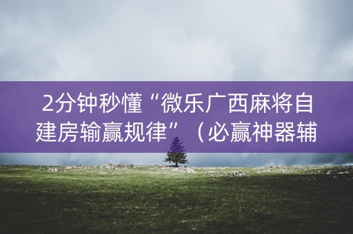 2分钟秒懂“微乐广西麻将自建房输赢规律”（必赢神器辅助器)