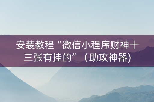 安装教程“微信小程序财神十三张有挂的”（助攻神器)