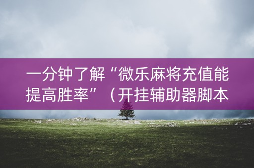 一分钟了解“微乐麻将充值能提高胜率”（开挂辅助器脚本)