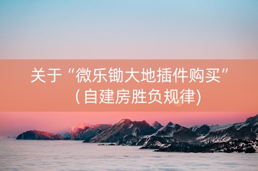 关于“微乐锄大地插件购买”（自建房胜负规律)
