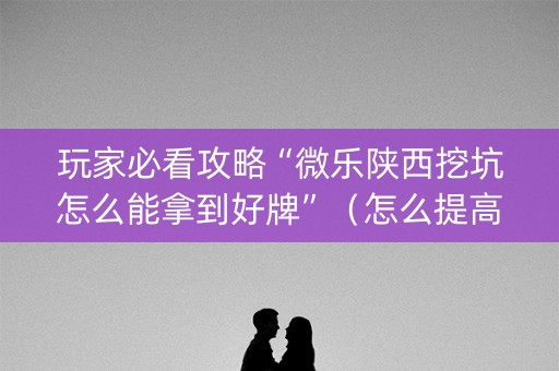 玩家必看攻略“微乐陕西挖坑怎么能拿到好牌”（怎么提高胜率)