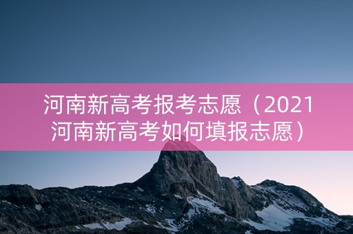 河南新高考报考志愿（2021河南新高考如何填报志愿）