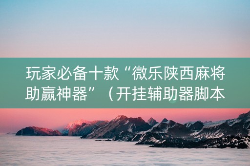 玩家必备十款“微乐陕西麻将助赢神器”（开挂辅助器脚本)