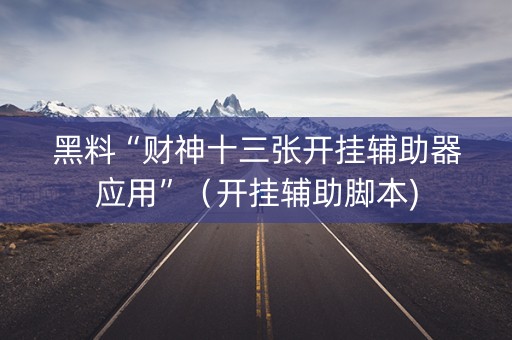 黑料“财神十三张开挂辅助器应用”（开挂辅助脚本)