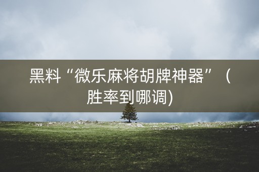 黑料“微乐麻将胡牌神器”（胜率到哪调)