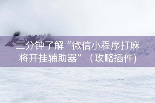 三分钟了解“微信小程序打麻将开挂辅助器”（攻略插件)