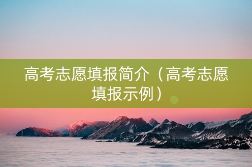 高考志愿填报简介（高考志愿填报示例）