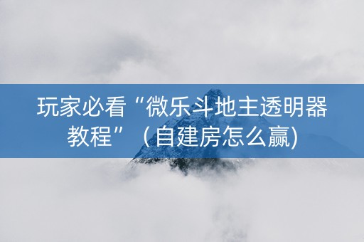 玩家必看“微乐斗地主透明器教程”（自建房怎么赢)
